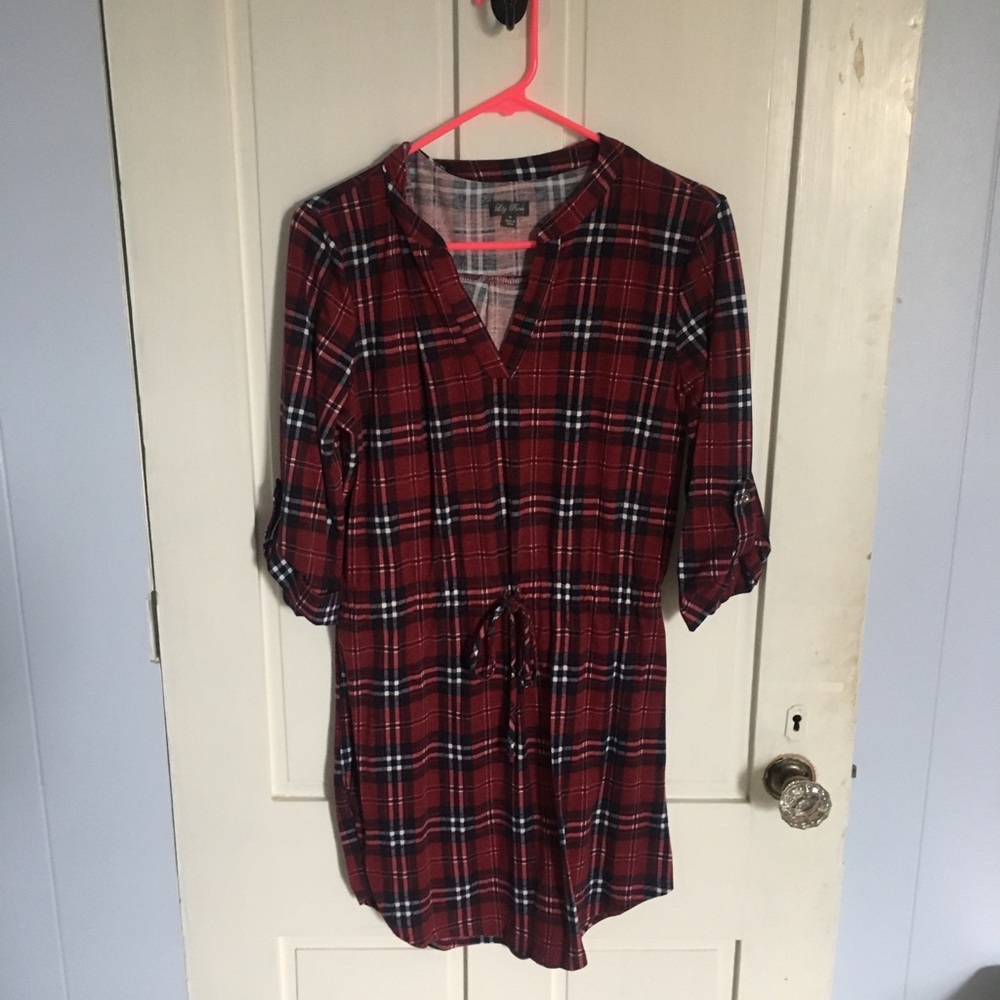 Soft plaid t shirt dress